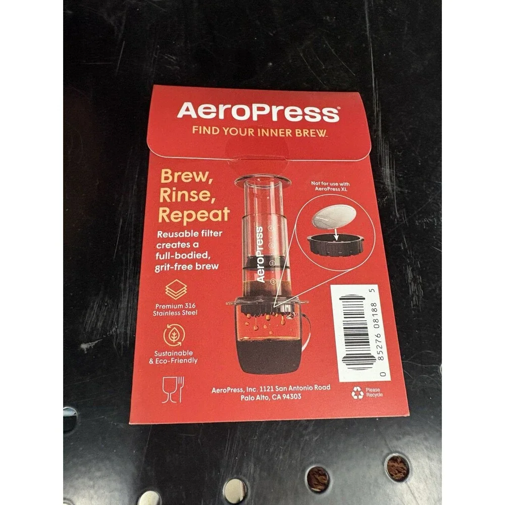 AeroPress Stainless Steel Reusable Filter - Metal Coffee for Standard Open New